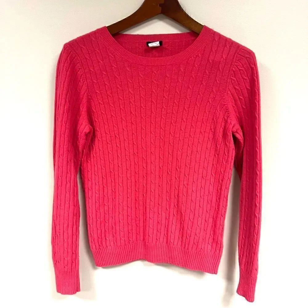 J Crew pink wool/cashmere blend cable knit sweater S/M